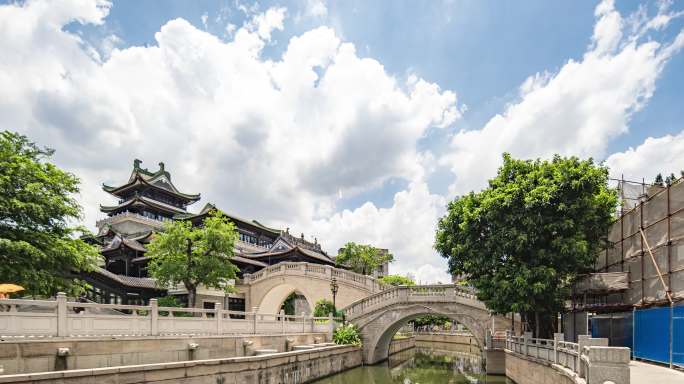 广州粤剧艺术博物馆和永庆坊旅游区延时4k