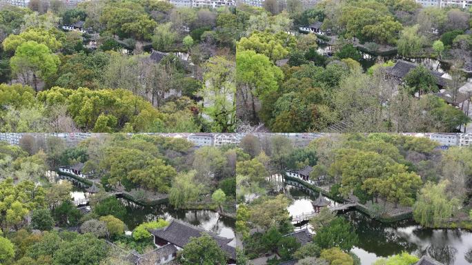 4K原素材-航拍空旷无人的上海古猗园