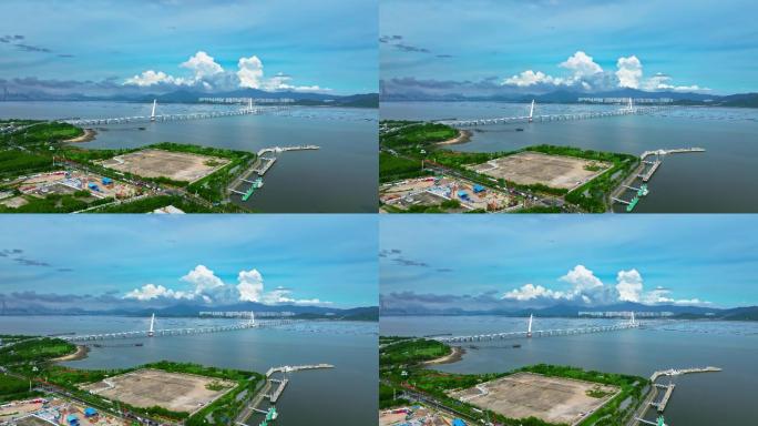 【正版素材】深圳湾大桥大气航拍4K航拍