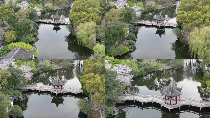 4K原素材-航拍空旷无人的上海古猗园