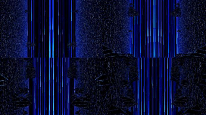 【4K时尚背景】透视空间电子碎片蓝色光条