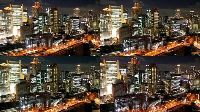 原创 日本大阪梅田高楼都市天际线航拍延时