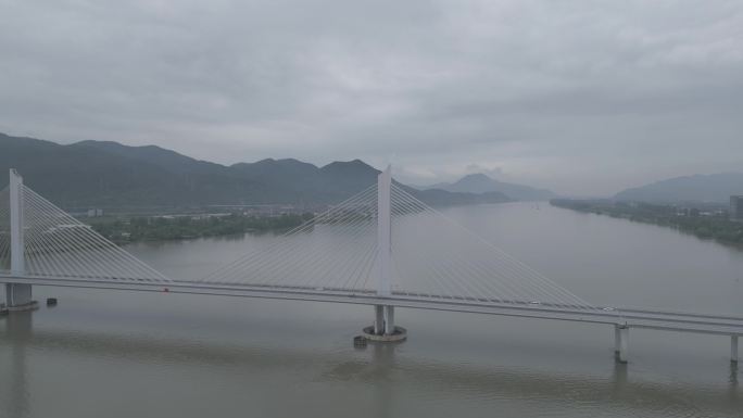杭州富阳大桥航拍未调色版本（灰片）