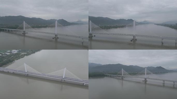 杭州富阳大桥航拍未调色版本（灰片）