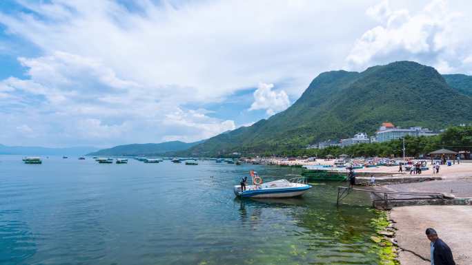 云南澄江抚仙湖禄充景区金沙滩延时