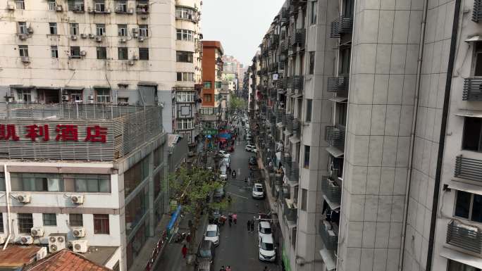 武汉，南京路航拍居民区街道