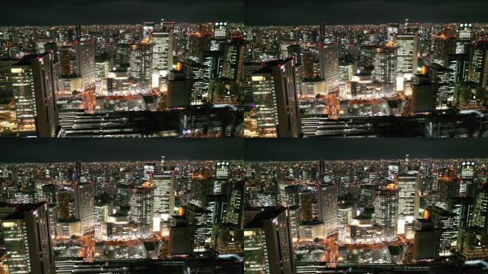 原创 日本大阪梅田高楼建筑都市天际线航拍
