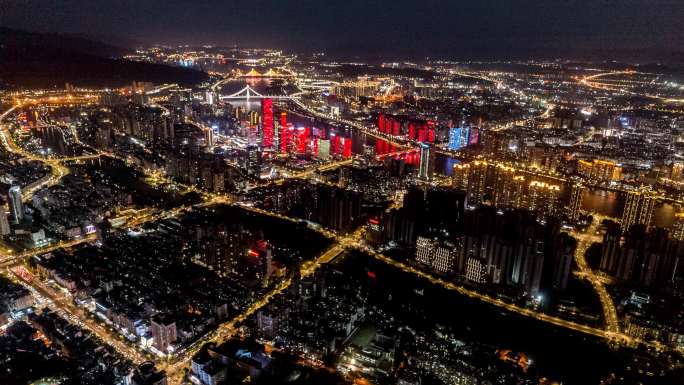 福州夜景航拍城市大全景