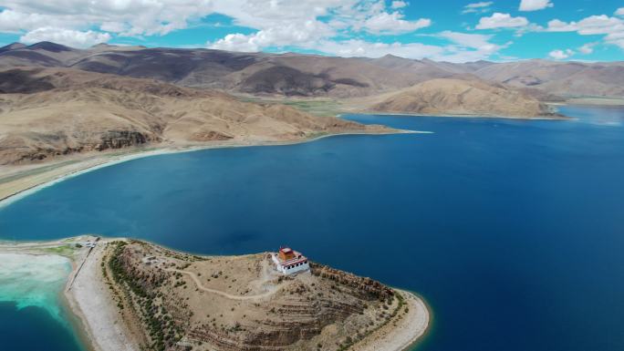 羊湖 羊卓雍措 日托寺 西藏4K航拍