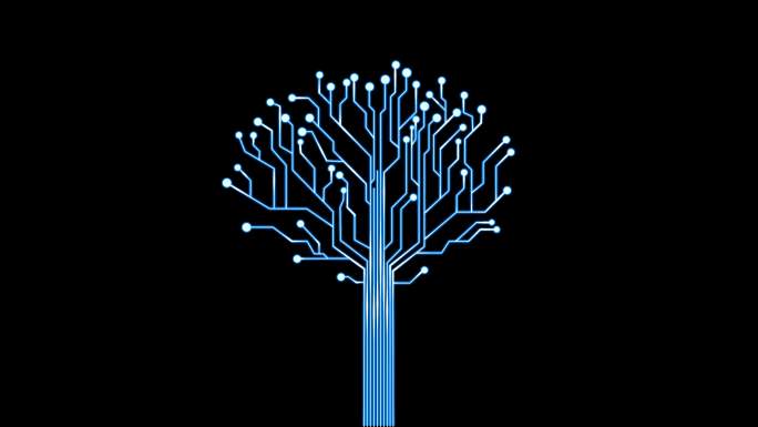 4K蓝色科技树生长流动光线通道视频3