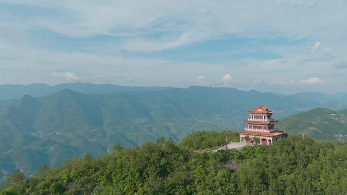 大山悬崖峭壁寺庙美景云台峰巫溪重庆