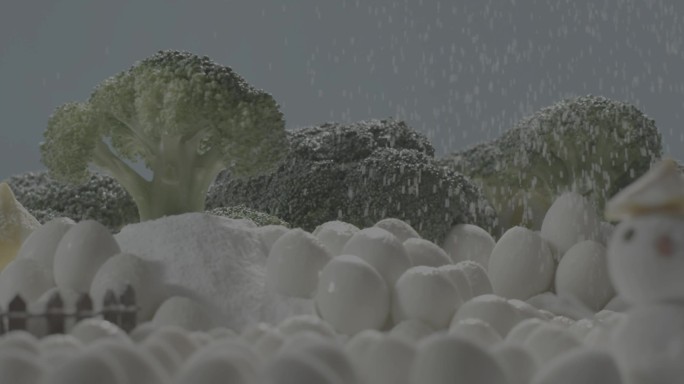 微观场景 微观下雪 鹌鹑蛋 微观小山