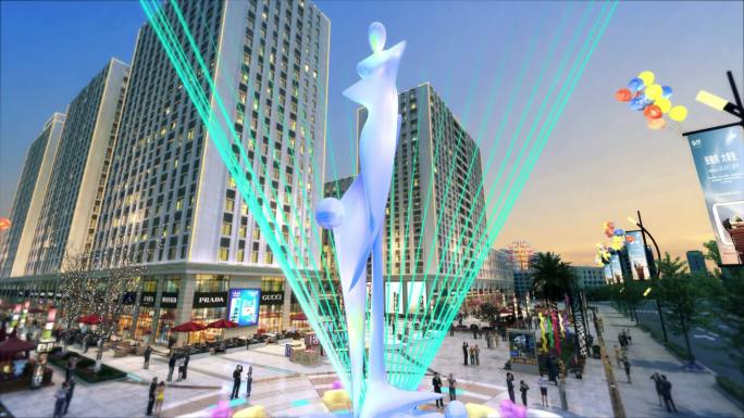 现代科技商业街外部广场激光雕塑