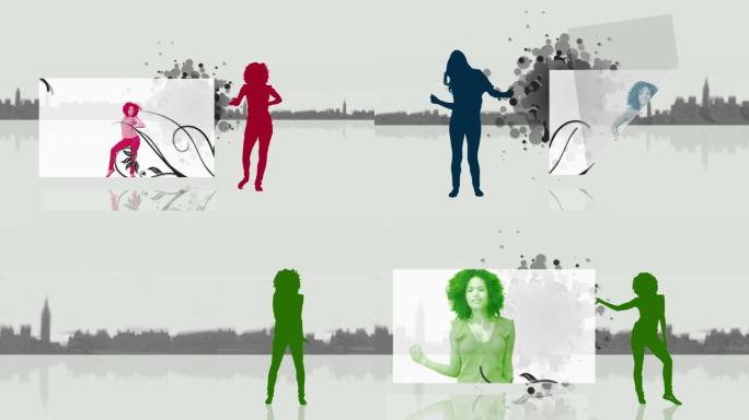 女人跳舞和剪影的动画