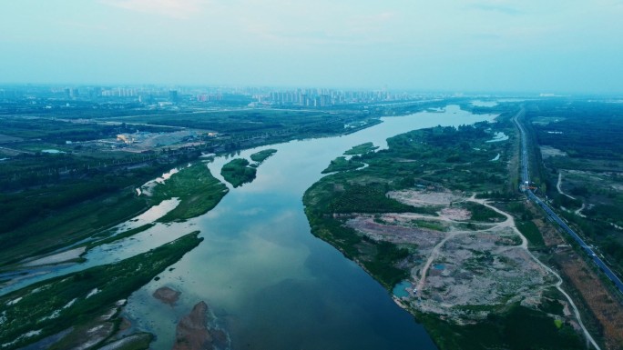 4K航拍渭河流域生态环境