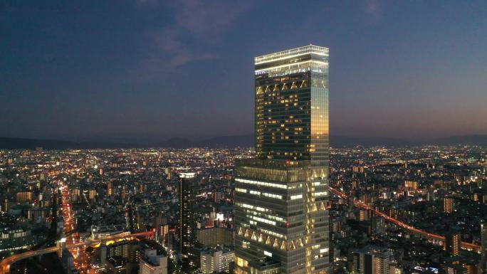 原创 日本大阪阿倍野都市天际线夜景航拍