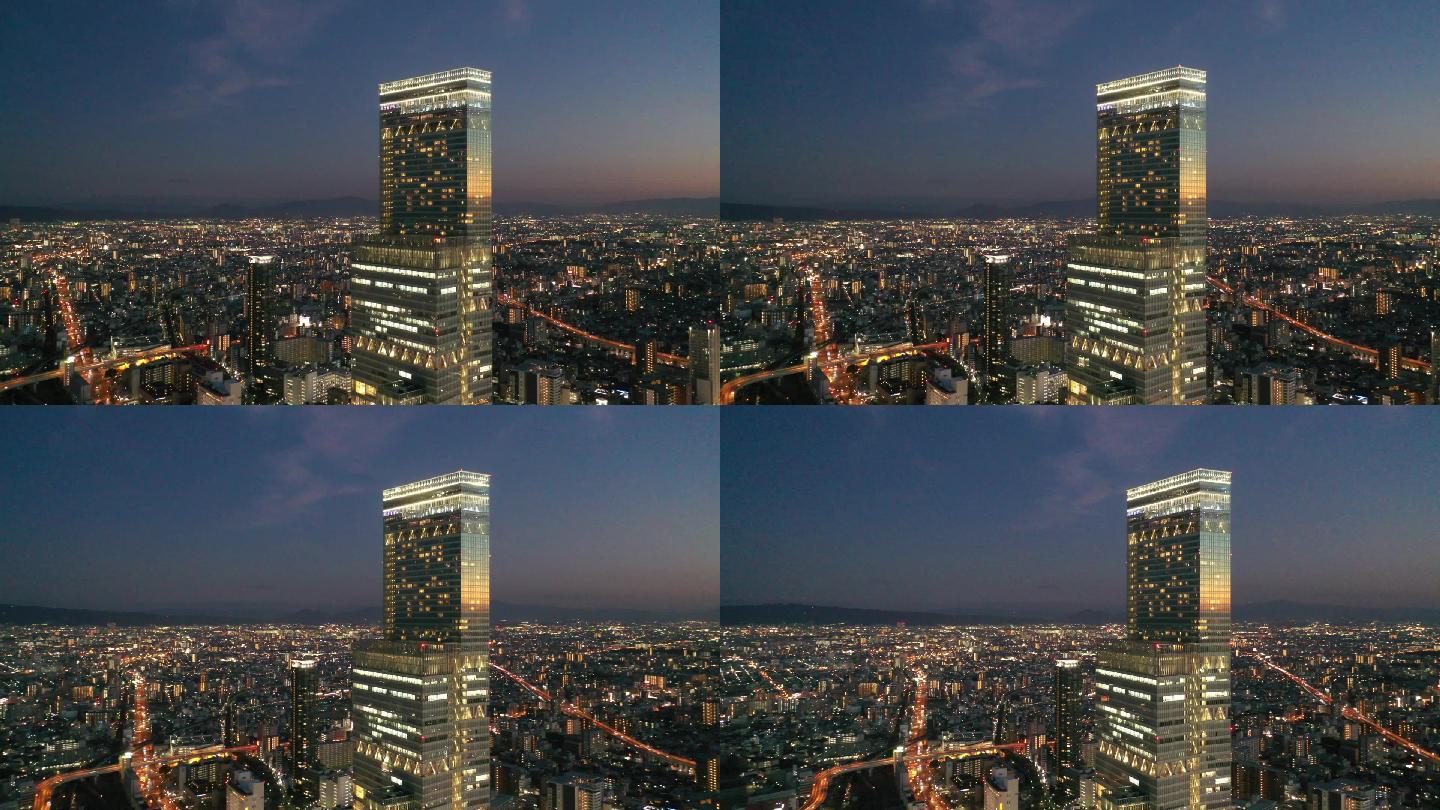 原创 日本大阪阿倍野都市天际线夜景航拍