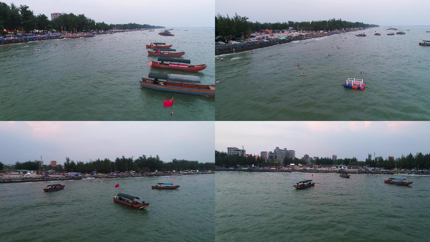 广西东兴金滩海上渔船