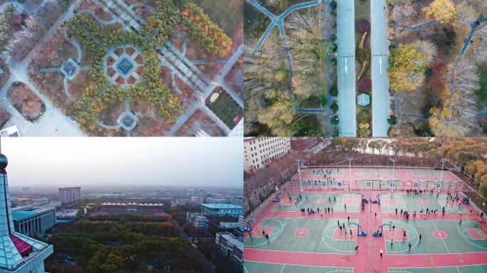 宁夏银川北方民族大学秋景 学生打篮球