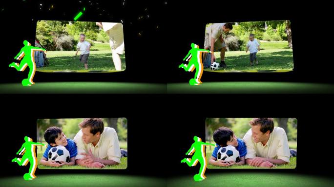 父亲和儿子公园踢足球动画特效