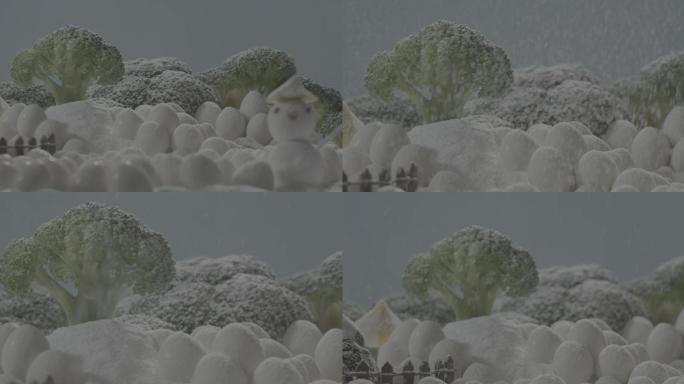 微观场景 微观下雪 鹌鹑蛋 微观小山