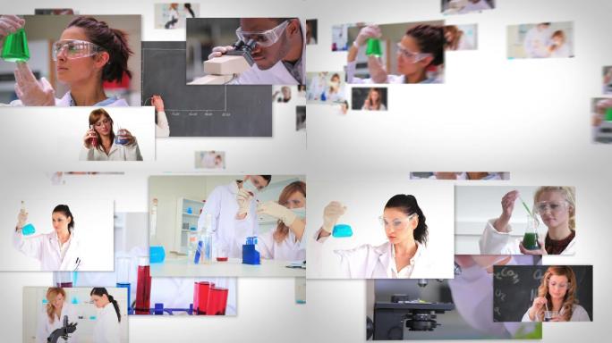 在白色背景下播放关于实验室助手的短片