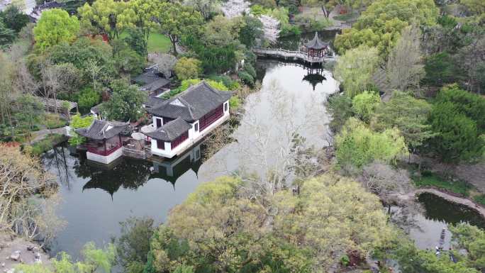 4K原素材-航拍空旷无人的上海古猗园