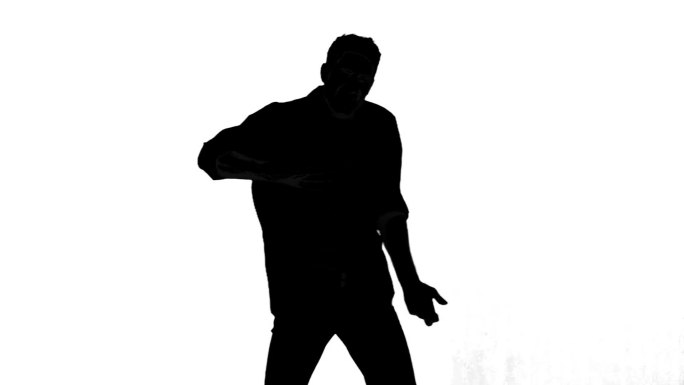 男人剪影在白色背景下跳起来欢呼动画特效