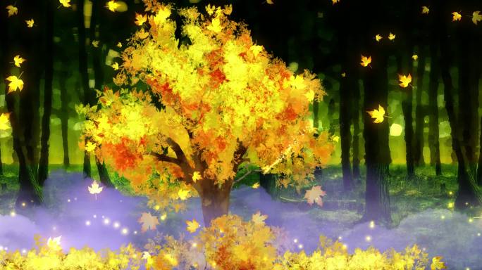 金色树林金色秋天背景