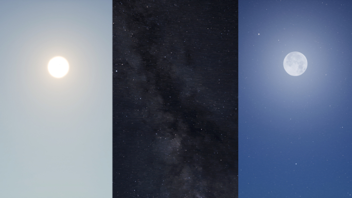 斗转星移日月交替昼夜变化夜转日星空延时