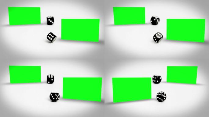 两个黑色骰子在屏幕之间滚动动画特效