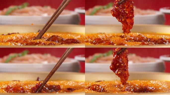香辣牛肉涮火锅升格素材
