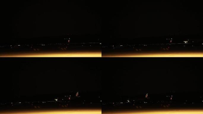 机场 飞机起飞 飞机跑道 城市夜景