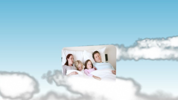 天空中家庭视频的动画