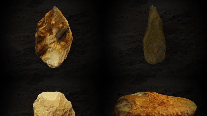 手斧考古石核3D石器模型 石器时代