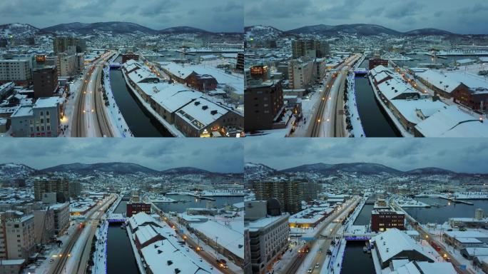 原创 日本北海道小樽运河城市风光航拍