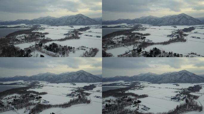 原创 日本北海道乡村雪原自然风光航拍