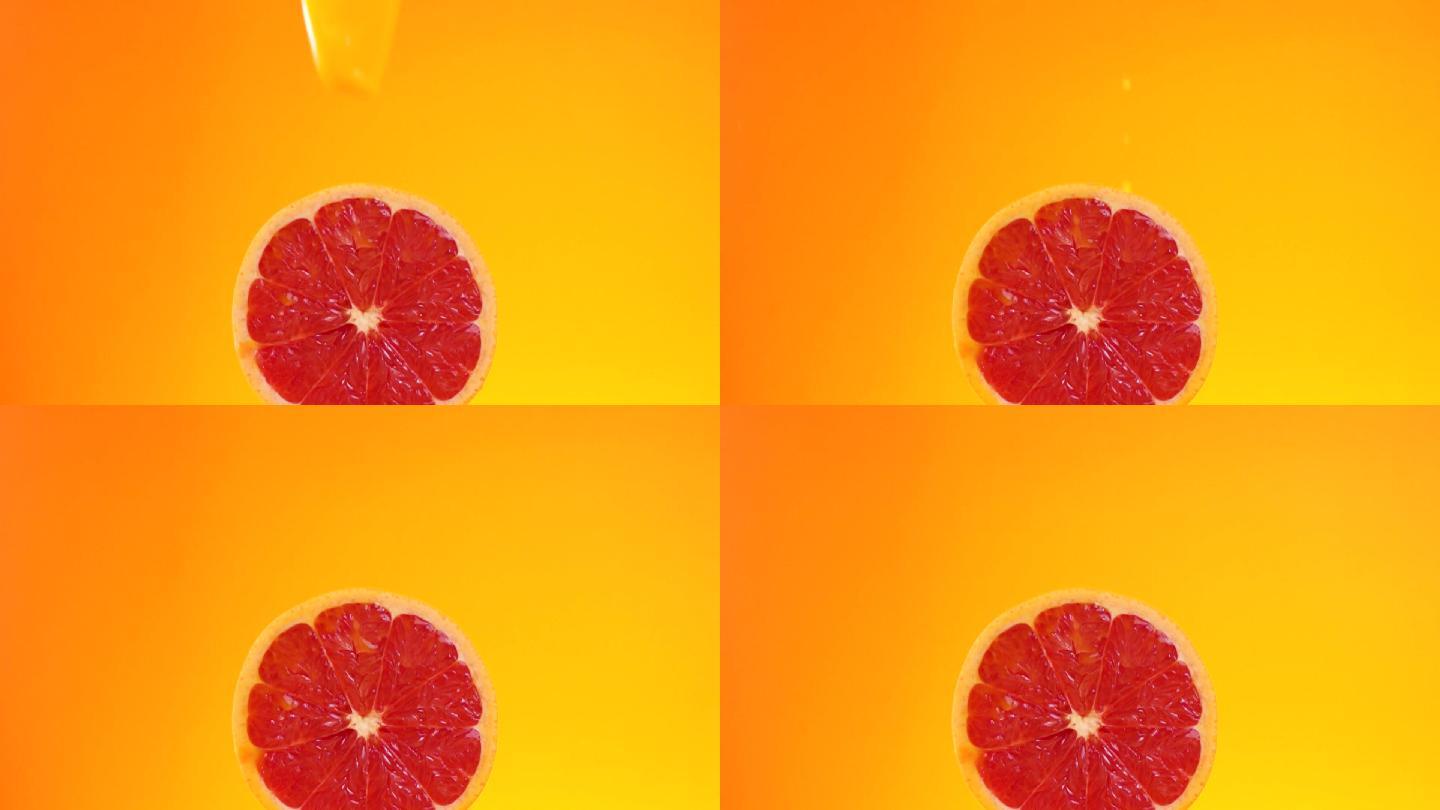 西柚 芒果汁从上浇下来 1080p 升格