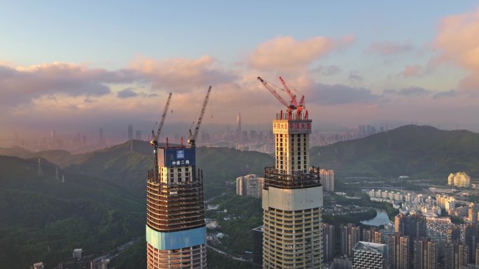 深圳双子塔 城市建设中的大楼