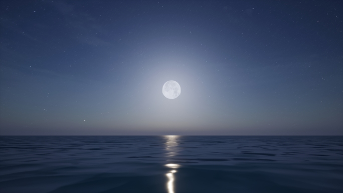 中秋海上升明月唯美星空下月亮升起延时