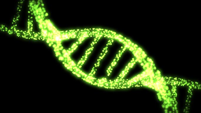 闪烁着绿色的DNA螺旋出现和消失