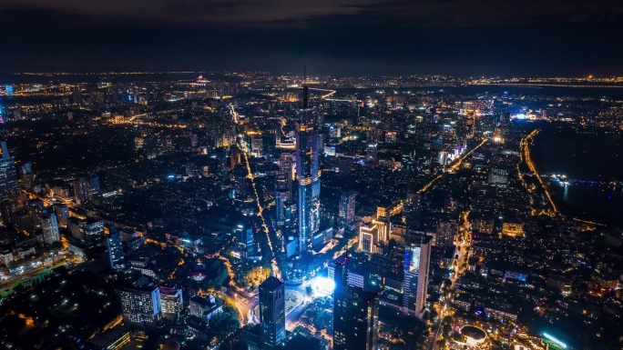 南京紫峰夜景航拍延时