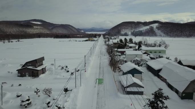 原创 日本北海道雪原公路自驾游风光航拍