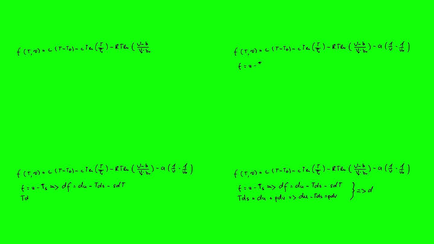数学方程式出现在绿色屏幕上动画特效