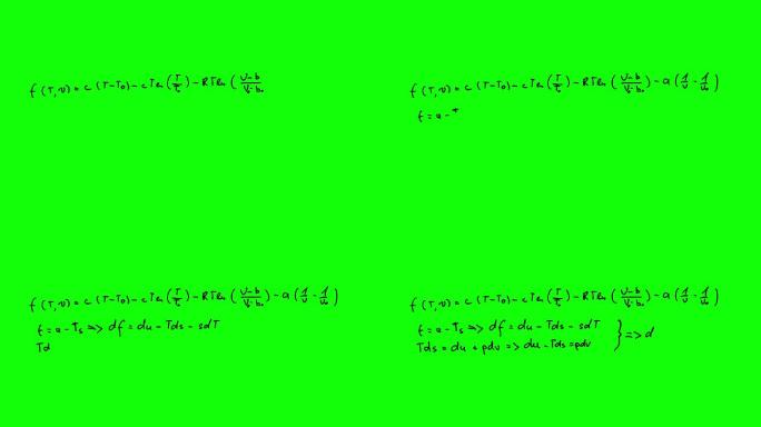 数学方程式出现在绿色屏幕上动画特效