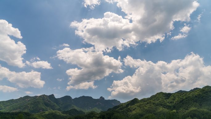 河南省洛阳市嵩县木札岭蓝天白云延时摄影