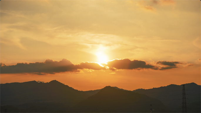 延时山顶日落天黑城市日落时间流逝山川风景