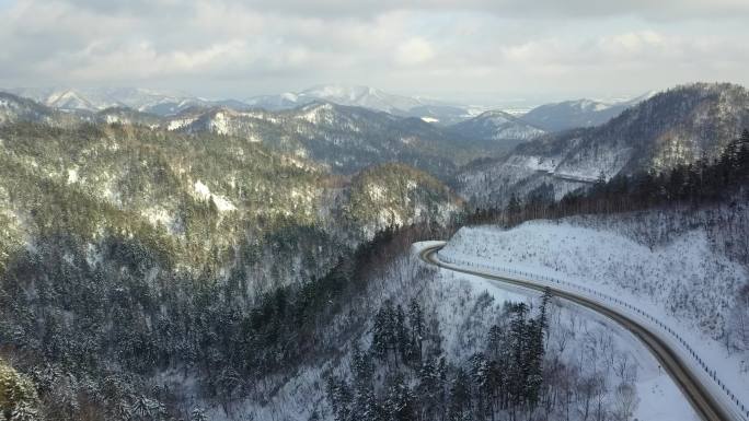 原创 日本北海道雪山公路风光航拍