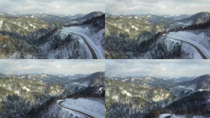 原创 日本北海道雪山公路风光航拍