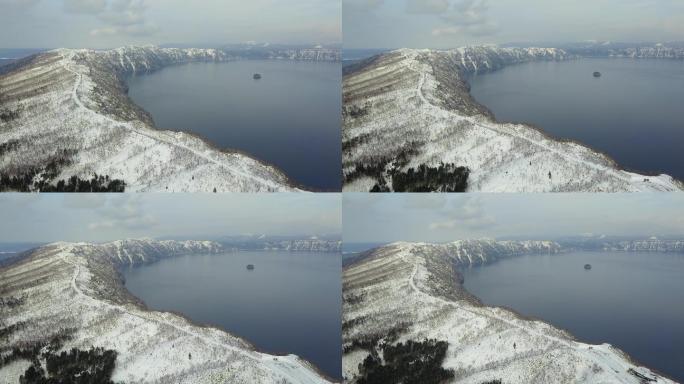 原创 日本北海道冬季摩周湖火山口航拍